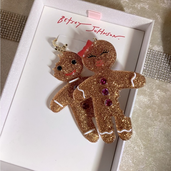 Adorable gingerbread Betsy johnson earrings new holiday - Picture 5 of 5